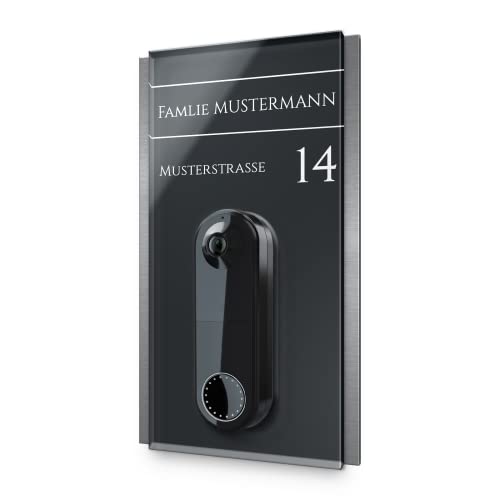 Namensschild für Arlo Video Wire-Free Doorbell - personalisiertes Türschild aus Edelstahl & Acrylglas | kompatibel mit Arlo Video Türklingel - Funkklingel Zubehör (16x28 cm) von CHRISCK design