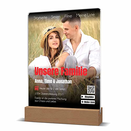 Nachtlicht im Netflix Design mit Foto und LED Beleuchtung | Foto Nachtlicht mit personalisiertem Text als Titel, Namen und Beschreibung | bunte LED Beleuchtung (dimmbar) | tolle Geschenkidee von CHRISCK design