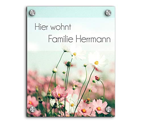 Namensschild Türschild für die Haustür in 3 Größen ab 16x20 cm mit UV Druck und einem einzigartigem Design Eingangsschild Garten Familienschild Klingelschild Klingelplatte Funk-Klingel von CHRISCK design