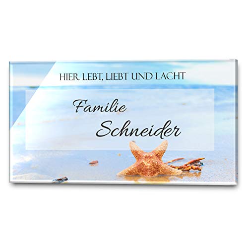 Namensschild Türschild für die Haustür in 3 Größen mit UV Druck und einem einzigartigem Design Familienschild Klingelschild Klingelplatte Funk-Klingel von CHRISCK design