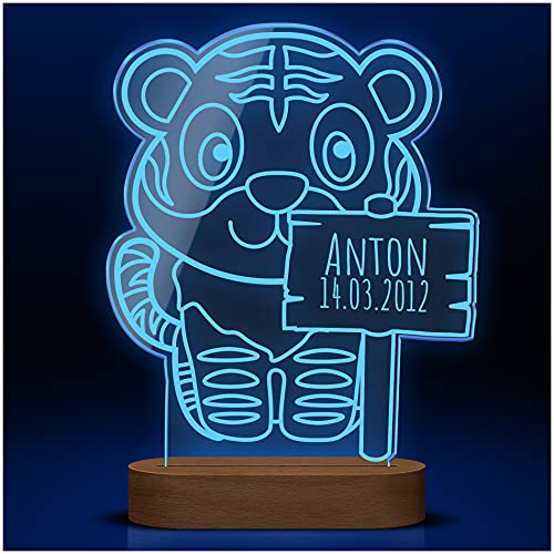 CHRISCK design Optische Illusionslampe Acrylglas Tiger mit LED & USB-Kabel | Farbwechsel Dimmbar Schreibtisch | Wunderschöne Geschenkidee Geburt Taufe Kindergeburtstag Jungen Mädchen von CHRISCK design