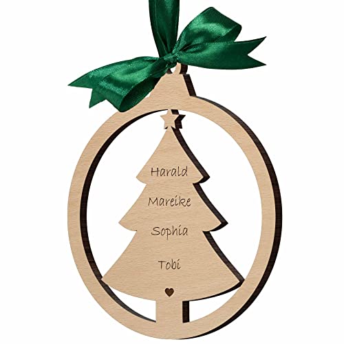 Persönlicher Weihnachtsschmuck – Runder Holzanhänger mit Namen Personalisieren – Echtholz in Naturholzoptik – Tannenbaum - Weihnachtsdeko selbst gestalten von CHRISCK design