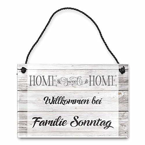 Personalisierbare Namensschilder aus Acrylglas mit einer hübschen Kordel zum Aufhängen | Schönes Türschild für die Haustür/Wohnungstür o. als Gartenschild | versch. Größen verfügbar von CHRISCK design