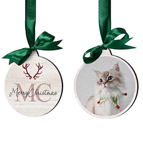 Holzanhänger Weihnachtsschmuck für Katzen mit eigenem Foto - personalisierte Christbaumkugel für Haustier selbst gestalten - individuelle Weihnachtsanhänger aus Holz von CHRISCK design