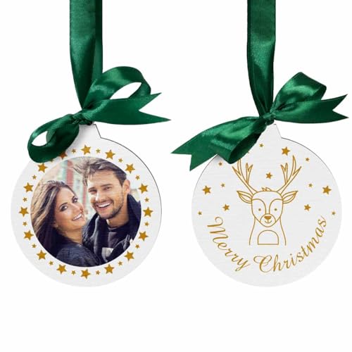 Personalisierte Holzanhänger Weihnachten - Christbaumkugel Weihnachtskugeln mit Foto Namen Text personalisiert - Christbaumschmuck Holz weiß rosa schwarz braun - Baumschmuck Deko Weihnachten von CHRISCK design