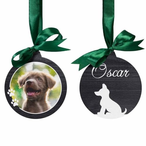 Personalisierte Weihnachtskugel Hund mit eigenem Foto - individuellen Weihnachtsanhänger aus Holz gestalten - Baumschmuck für Dein Haustier - Holzanhänger Pfoten Motiv von CHRISCK design