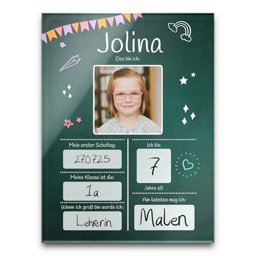 Personalisierte Meilenstein Tafel zur Einschulung - Foto Wandbild für Schulkinder zum beschriften - Größen ab 15x20 cm - 1. Schultag Meilensteine zum selbst ausfüllen Personalisierte Meilenstein Tafel zur Einschulung - Foto Wandbild für Schulkinder zum beschriften - Größen ab 15x20 cm - 1. Schultag Meilensteine zum selbst ausfüllen von CHRISCK design