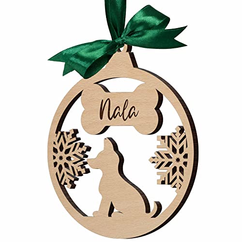 Personalisierte Weihnachtskugel für Hunde - Holzanhänger Weihnachten für Tannenbaum - Weihnachtsanhänger Haustier mit Namen - Baumkugel selbst gestalten von CHRISCK design
