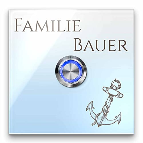 Premium Designer Türklingel mit Namen - Wunschtext | LED-Klingelknopf 10x10 | Modell: Friedrich - beschriftete Klingel aus Hochglanz Acrylglas und Edelstahl Klingelschild Taster beleuchtet Premium Designer Türklingel mit Namen - Wunschtext | LED-Klingelknopf 10x10 | Modell: Friedrich - beschriftete Klingel aus Hochglanz Acrylglas und Edelstahl Klingelschild Taster beleuchtet von CHRISCK design