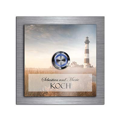 Premium Designer Türklingel mit Namen - Wunschtext | LED-Klingelknopf 10x10 cm | Modell: Koch - beschriftete Klingel aus Hochglanz Acrylglas und Edelstahl Klingelschild Taster beleuchtet Premium Designer Türklingel mit Namen - Wunschtext | LED-Klingelknopf 10x10 cm | Modell: Koch - beschriftete Klingel aus Hochglanz Acrylglas und Edelstahl Klingelschild Taster beleuchtet von CHRISCK design