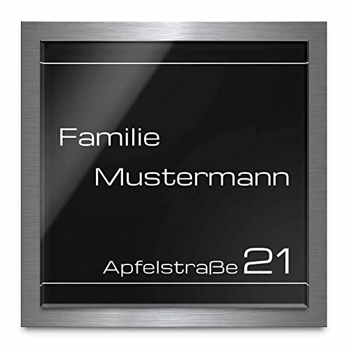 Premium Türschild aus Hochglanz Acrylglas und V2A Edelstahl | Namensschilder mit Gravur und Motiven Familienschild Türschilder für die Haustür mit Namen selbstklebend oder mit Bolzen 16x16 cm von CHRISCK design