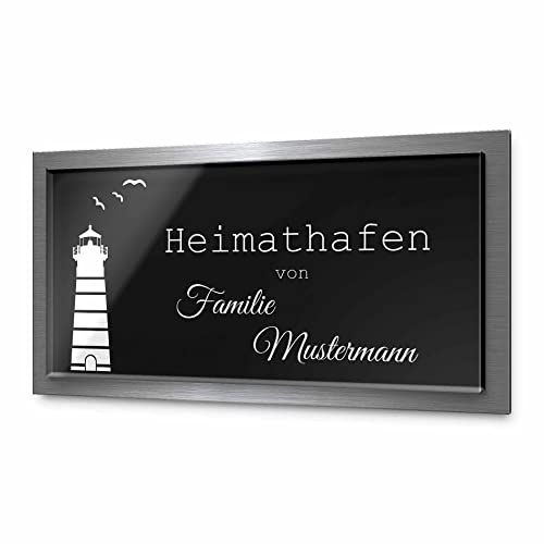 Premium Türschild aus Hochglanz Acrylglas und V2A Edelstahl | Namensschilder mit Gravur und Motiven Familienschild Türschilder für die Haustür mit Namen selbstklebend oder mit Bolzen 23x12 cm Premium Türschild aus Hochglanz Acrylglas und V2A Edelstahl | Namensschilder mit Gravur und Motiven Familienschild Türschilder für die Haustür mit Namen selbstklebend oder mit Bolzen 23x12 cm von CHRISCK design