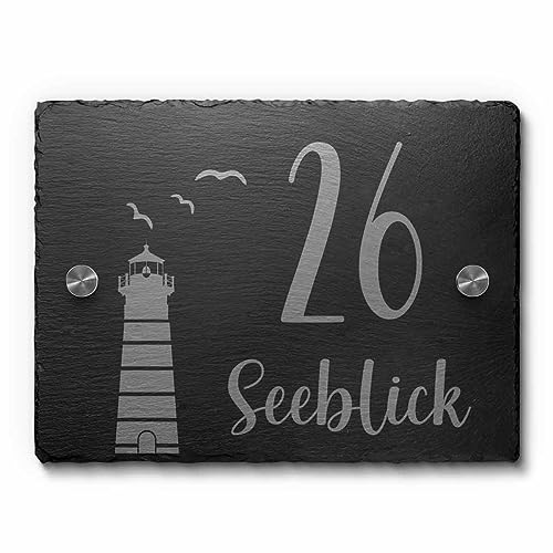 Schiefer Hausnummer & Straße Namen 20x15 cm Wunsch-Gravur Namensschild Schild von CHRISCK design