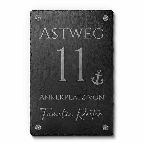 Schiefer Hausnummer & Straße Namen 20x30 cm Wunsch-Gravur Namensschild Schild von CHRISCK design