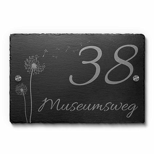 Schiefer Hausnummer & Straße Namen 30x20 cm Wunsch-Gravur Namensschild Schild von CHRISCK design