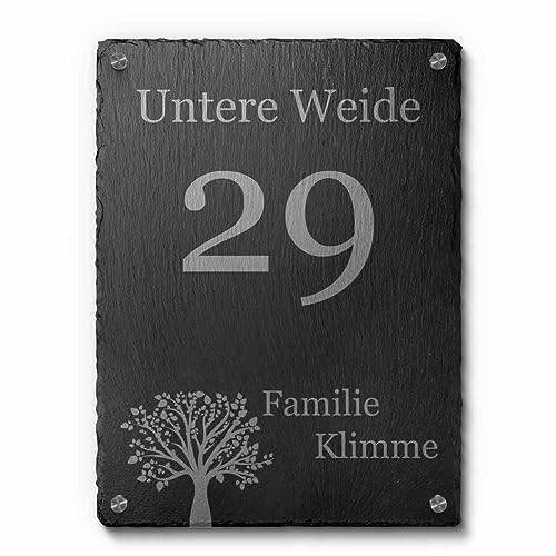 Schiefer Hausnummer & Straße Namen 30x40 cm Wunsch-Gravur Namensschild Schild von CHRISCK design