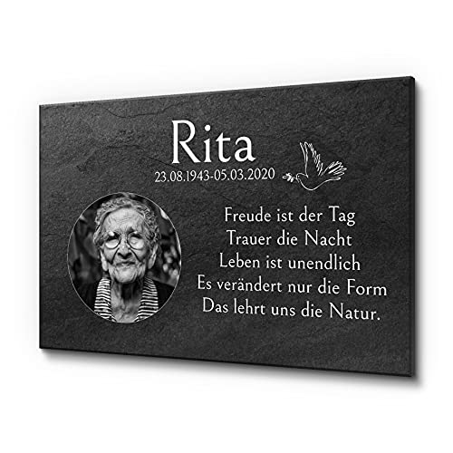 Schieferplatte für den Außenbereich - Innenbereich | Schiefertafel aus Premium Schiefer für Menschen mit einem schönen Text | Gedenkstein für ein Urnengrab für Menschen von CHRISCK design