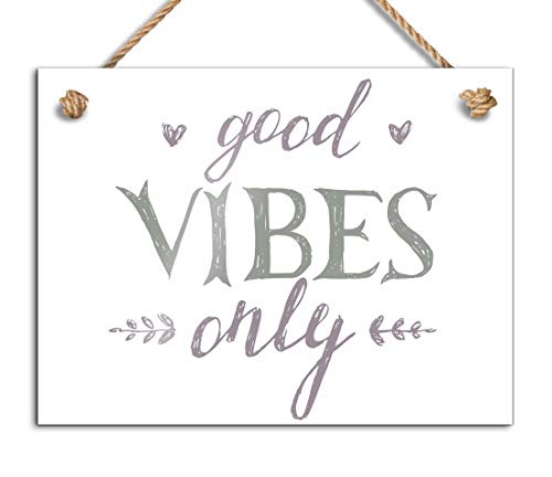 Schönes Gartenschild mit Spruch " Good Vibes only" zum Aufhängen mit einer Kordel | Süße Wanddeko o. als Garten Deko aus hochwertig bedrucktem Acrylglas | 20x15 cm von CHRISCK design