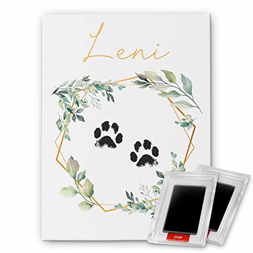 Tier Pfotenabdruck Set Katze Hund - personalisierte Leinwand (kein billiges Poster!) mit Stempelkissen - Hundepfoten Abdruck machen - Geschenk für Hundebesitzer | Hunde Geschenk - paw print Stempel von CHRISCK design