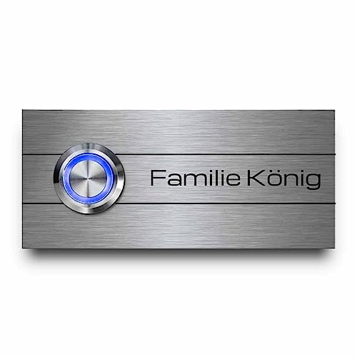 Türklingel Modell König - Rostfreies Edelstahl Klingelschild mit Wunschgravur und Motiv - optional mit Zubehör und beleuchtetem LED-Taster von CHRISCK design