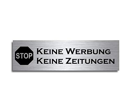 Türschild Briefkastenschild 7x2 cm Bitte keine Werbung (D7) von CHRISCK design