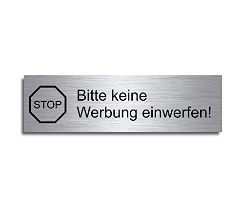 Türschild Briefkastenschild 7x2 cm Bitte keine Werbung (D9) von CHRISCK design