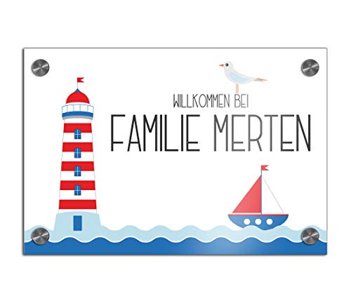 Türschild Namensschild für die Haustür 30x20 cm mit UV Druck und einem einzigartigem Design Eingangsschild Garten Familienschild Klingelschild Klingelplatte Funk-Klingel von CHRISCK design