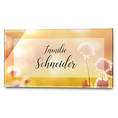 Türschild Namensschild für die Haustür in 3 Größen AB 21x10 CM mit UV Druck und einem einzigartigem Design Eingangsschild Garten Familienschild Klingelschild Klingelplatte Funk-Klingel von CHRISCK design