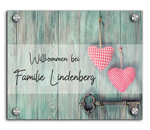 Türschild Namensschild für die Haustür in 3 Größen ab 20x16 cm mit UV Druck und einem einzigartigem Design Eingangsschild Garten Familienschild Klingelschild Klingelplatte Funk-Klingel von CHRISCK design