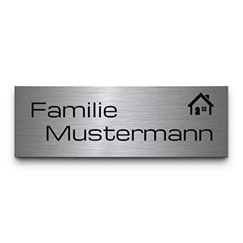 Türschild Namensschild personalisiert mit Gravur | hochwertiges Briefkastenschilder ab 5x2 cm | Edelstahl Schild selbstklebend oder blank | Namenschilder für Haustür Briefkasten mit Namen graviert von CHRISCK design