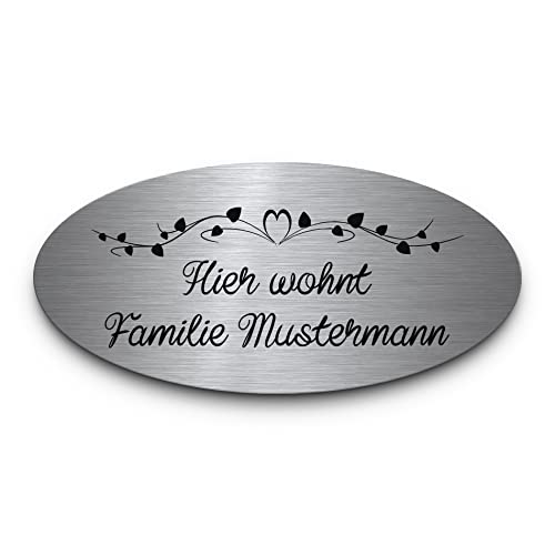 Edelstahl Namenschilder mit Gravur | Briefkasten Haustür o. Hausnummer Schild - Türschild selbst gestalten | Briefkastenschild Klingelschild personalisiert - Haus Schild selbstklebend o. Bohrung von CHRISCK design