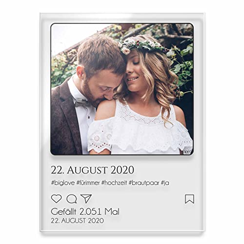 CHRISCK design Instagram Glas Bild mit Foto aus Hochglanz Acrylglas | Instagram, Namen Hashtags oder anderer Widmung | Foto Geschenke für Frauen Paare Freunde Mama Papa von CHRISCK design