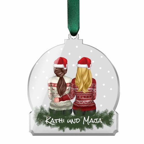 Weihnachtsanhänger Beste Freundinnen im Clipart Stil - Weihnachtskugeln personalisiert - Weihnachtsbaumschmuck o Geschenkanhänger Weihnachten - Geschenk für Besties Weihnachtsbaum Deko von CHRISCK design