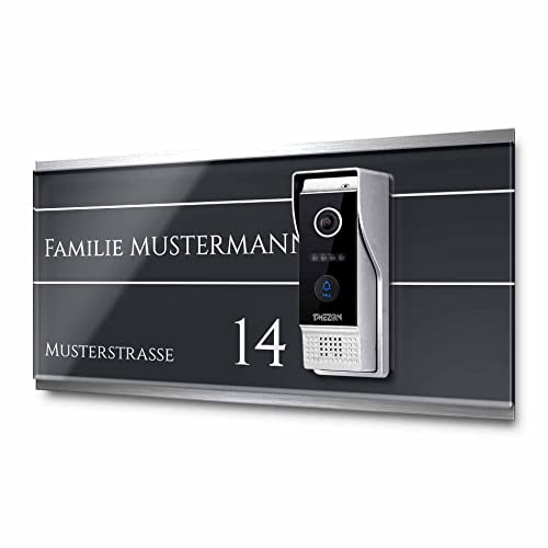 Witterungsbeständiges Klingelschild für Tmezon Intercom Türklingel - personalisiertes Namensschild aus Edelstahl und Acrylglas | kompatibel mit Tmezon Klingel - hochwertiges Funkklingel Zubehör von CHRISCK design