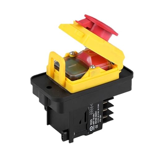 BJWVHGGE Elektromagnetischer Schalter Starter 10 Pin On Off 15A 400V Reset-Taste mit Schutzabdeckungssperre Wasserdicht YCZ5-A von CHRISK