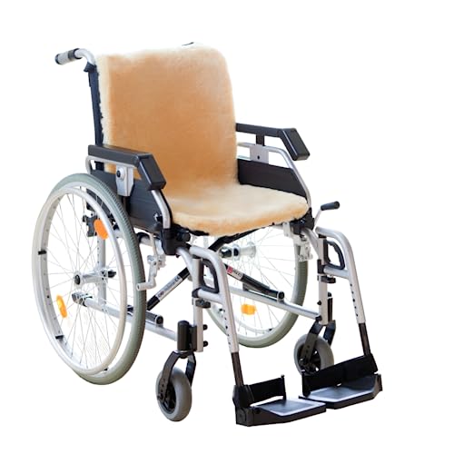 CHRIST Lammfell Rollstuhlauflage Lammfellauflage für Sitz und Rücken, Rollstuhl Sitzauflage und Sitzkissen aus echtem Fell erhältlich in Natur, in 45x85 cm von CHRIST