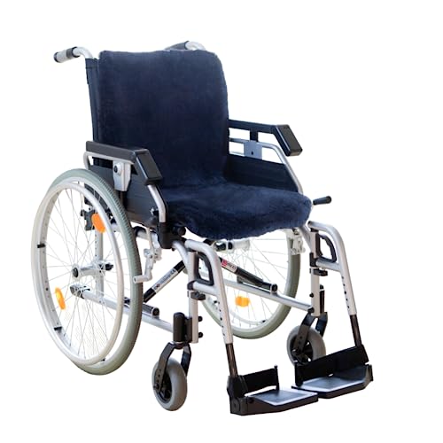 CHRIST Lammfell Rollstuhlauflage Lammfellauflage für Sitz und Rücken, Rollstuhl Sitzauflage und Sitzkissen aus echtem Fell erhältlich in anthrazit, in 48x85 cm von CHRIST
