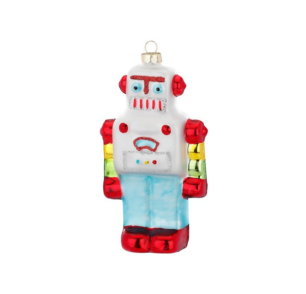 MAGIC by Inge Christbaumschmuck, Christbaumschmuck Glas Roboter 10.5cm weiß / bunt von MAGIC by Inge