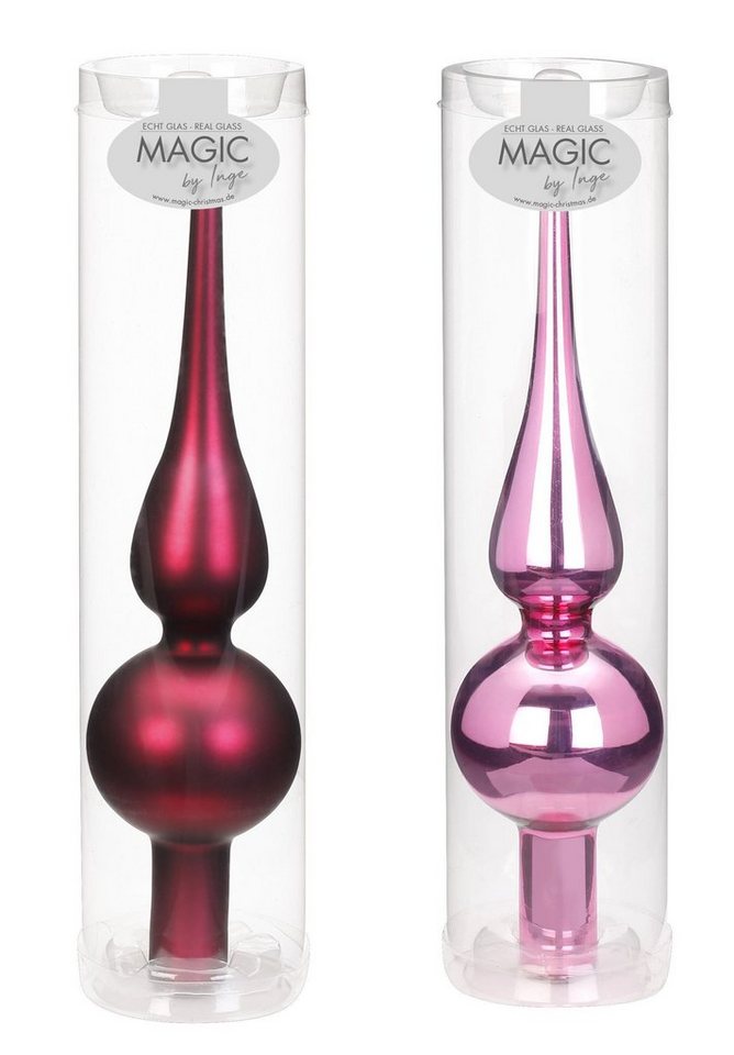 CHRISTMAS GOODS by Inge Christbaumspitze, Christbaumspitze Glas 26cm Berry Kiss, 1 Stück matt oder glänzend von CHRISTMAS GOODS by Inge