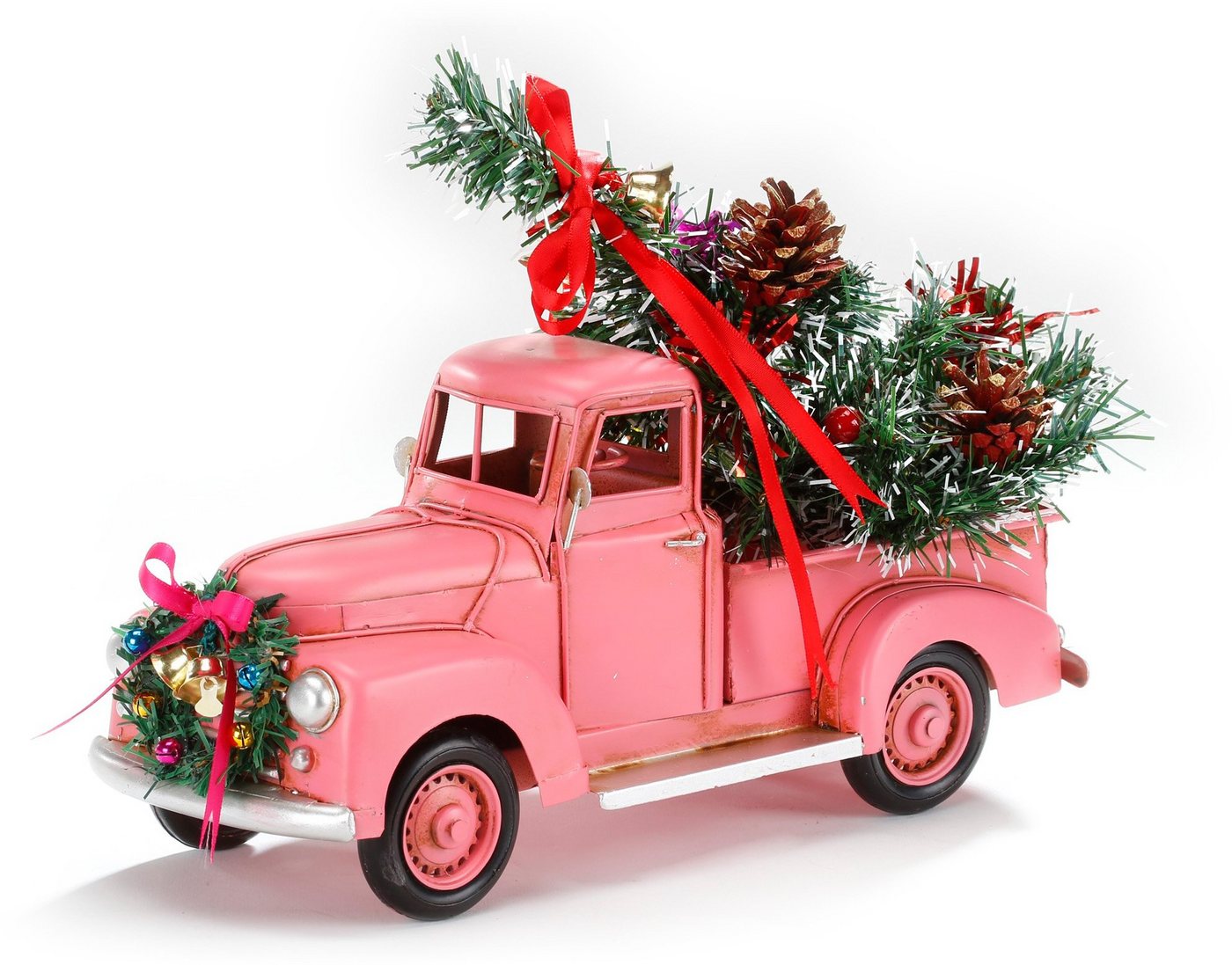CHRISTMAS GOODS by Inge Weihnachtsfigur Pick-up Oldtimer, Weihnachtsdeko (1 St), mit üppiger Weihnachtsdeko von CHRISTMAS GOODS by Inge