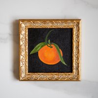 Clementine Ölgemälde Original 15 X cm , Küche Wandbild, Stillleben Mit Zitrusfrüchten, Moderne Kunst Realistisch von CHRISTYFINEARTSTUDIO
