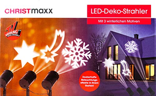 LED Deko Strahler mit 3 winterlichen Motiven Weihnachtsdeko LED Licht Außenleuchte für Innen und Außen von CHRISTmaxx