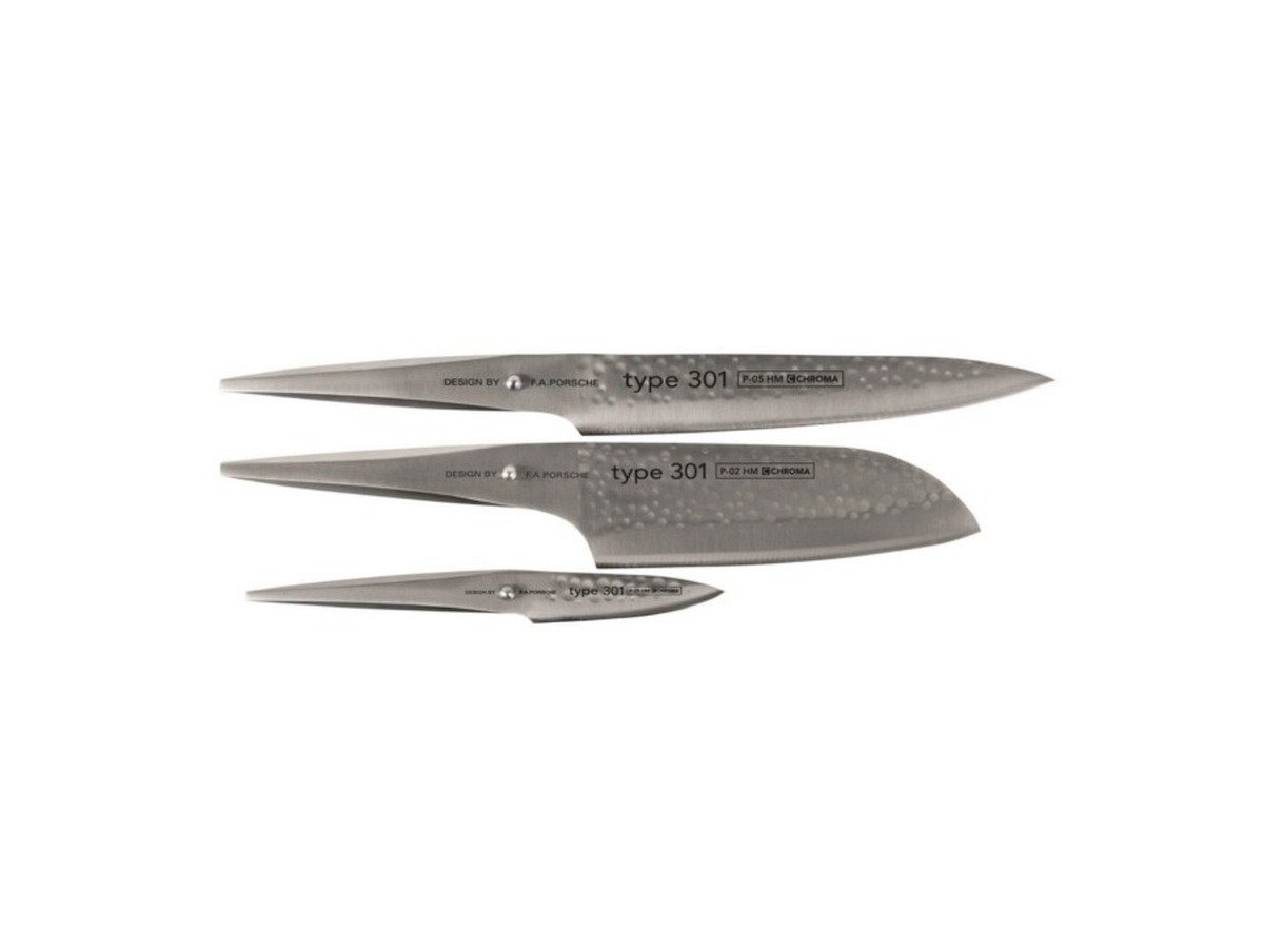 CHROMA Messer-Set Type 301 Messer-Set mit drei Messern Hammerschlag (3-teilig, 3-tlg) von CHROMA