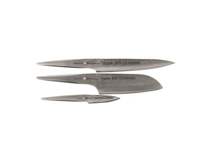 CHROMA Messer-Set Type 301 Messer-Set mit drei Messern Hammerschlag (3-teilig, 3-tlg) von CHROMA