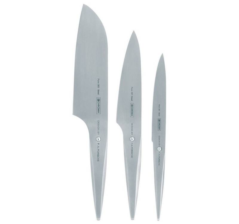 CHROMA Messer-Set type 301 Messerset: Santoku + kleines Santoku + Allzweckmesser (Spar-Set, 3-tlg) von CHROMA