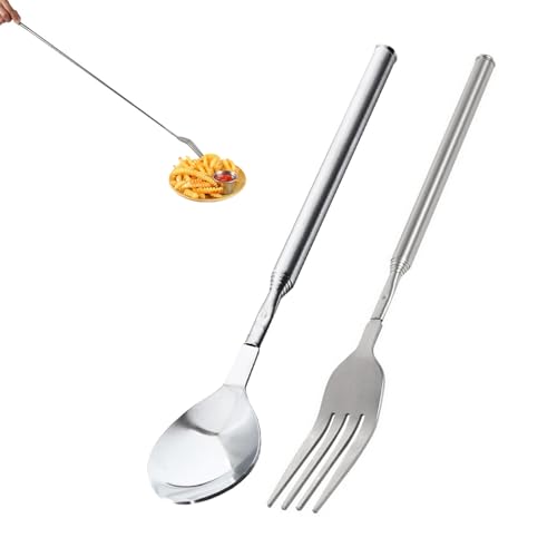 1 Stück Löffel Und 1 Stück Gabel, Edelstahlbesteck, Tragbares Besteck, Einziehbares Besteck, Kreatives Besteck 1 Stück Löffel Und 1 Stück Gabel, Edelstahlbesteck, Tragbares Besteck, Einziehbares Besteck, Kreatives Besteck von CHROMACRAFT