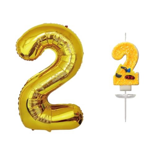 CHROMACRAFT 1 Stück Bagger-Geburtstagskerze, 1 Stück Großer Zahlenballon, 2-Jährige Kindergeburtstagsdekoration, Bagger-Themen-Kuchenaufsatz, Kindergeburtstagsparty-Zubehör CHROMACRAFT 1 Stück Bagger-Geburtstagskerze, 1 Stück Großer Zahlenballon, 2-Jährige Kindergeburtstagsdekoration, Bagger-Themen-Kuchenaufsatz, Kindergeburtstagsparty-Zubehör von CHROMACRAFT