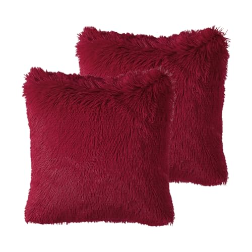 CHROMACRAFT 2 Stück Plüsch-Kissenbezüge, 45 X 45 Sitzkissenbezüge, Einfarbige Kunstfell-Kissenbezüge, Sofa-Kissenbezüge, Geeignet Für Schlafzimmer, Wohnzimmer, Auto von CHROMACRAFT