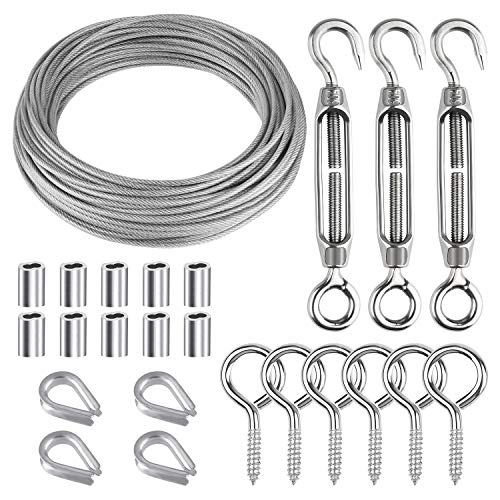 CHRORINE 24 Stück Garten Drahtseil Kit 304 Edelstahl M5 Spannschnall spanner Kabel Seil Drahtseil Fingerhut von CHRORINE