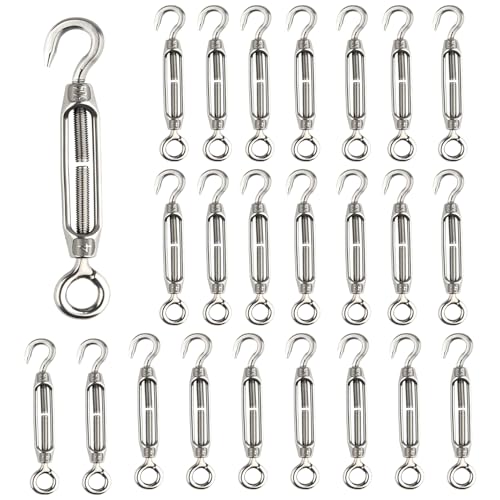 CHRORINE 24 Stück Spannschloss Drahtspanner M4 Haken und Öse Spannschlossspanner 304 Edelstahl Spanner Seilspannung Schwerlast CHRORINE 24 Stück Spannschloss Drahtspanner M4 Haken und Öse Spannschlossspanner 304 Edelstahl Spanner Seilspannung Schwerlast von CHRORINE